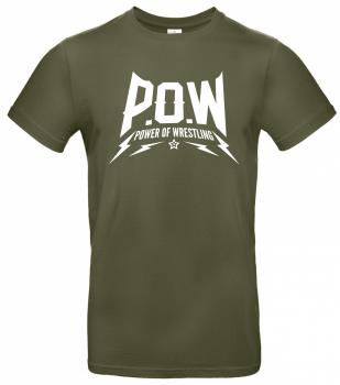 T-Shirt (grün) P.O.W Logo in weiß