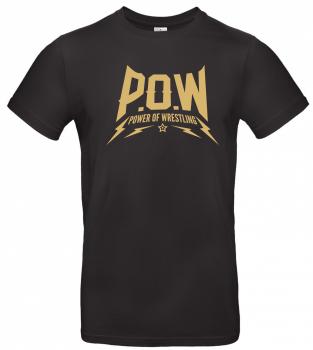 T-Shirt (schwarz) P.O.W Logo in gold