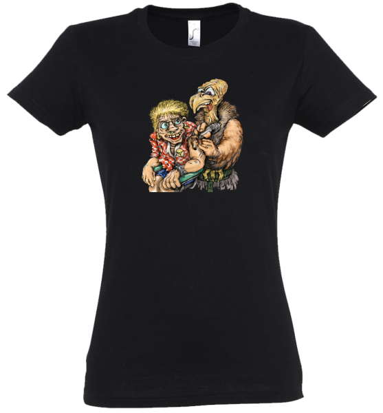 T-Shirt Motiv Buckliger beim Geier (Girl Cut)