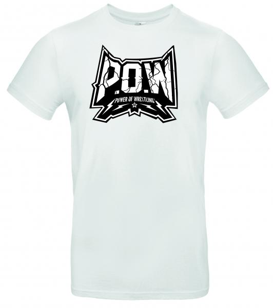 P.O.W weißes Shirt mit P.O.W Logo (Lightning Look)