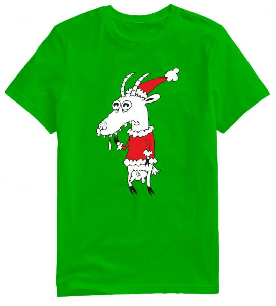 Weihnachtsziege auf grünem Shirt