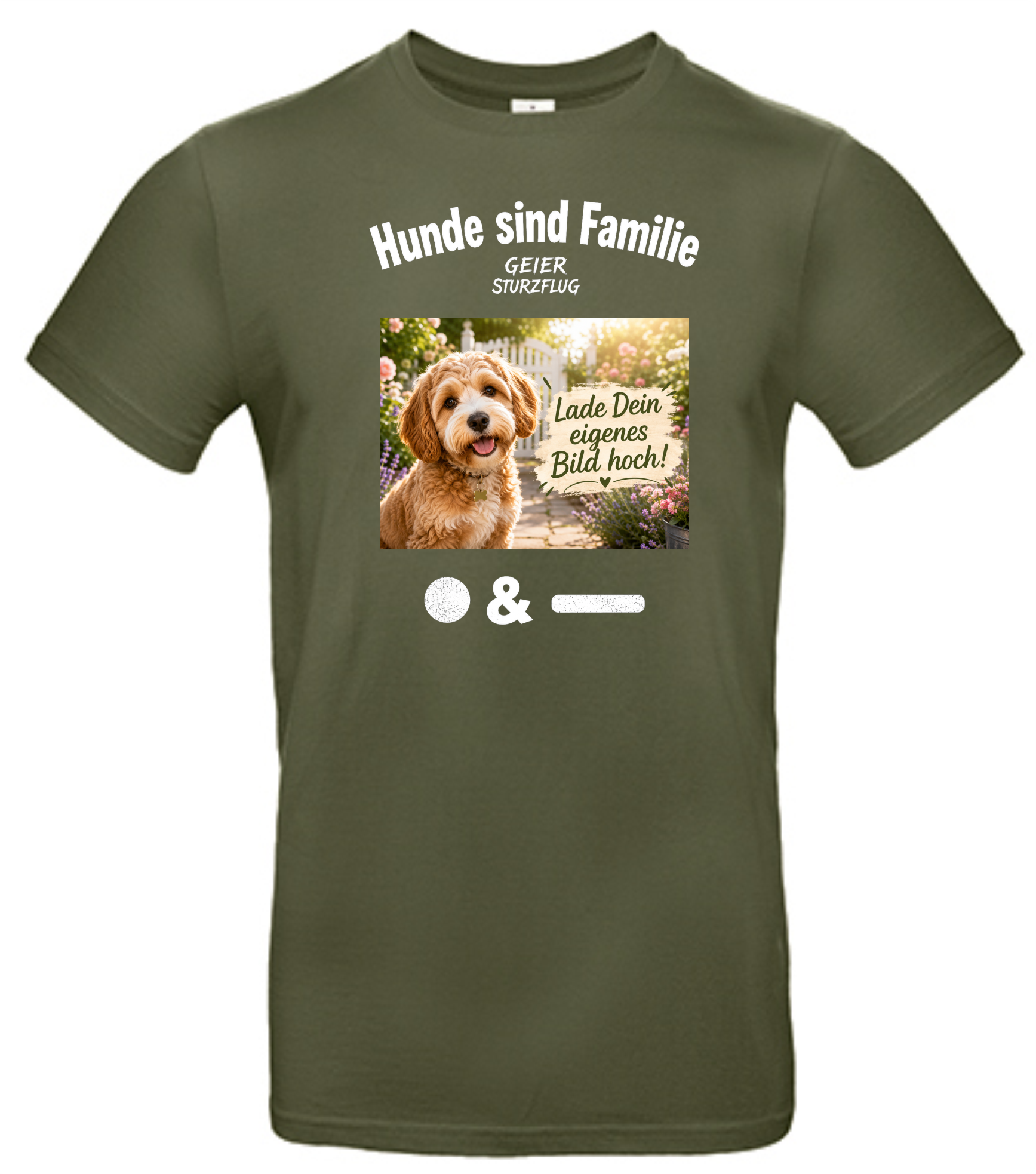 T-Shirt "Hunde sind Familie" (customized) von Geier Sturzflug