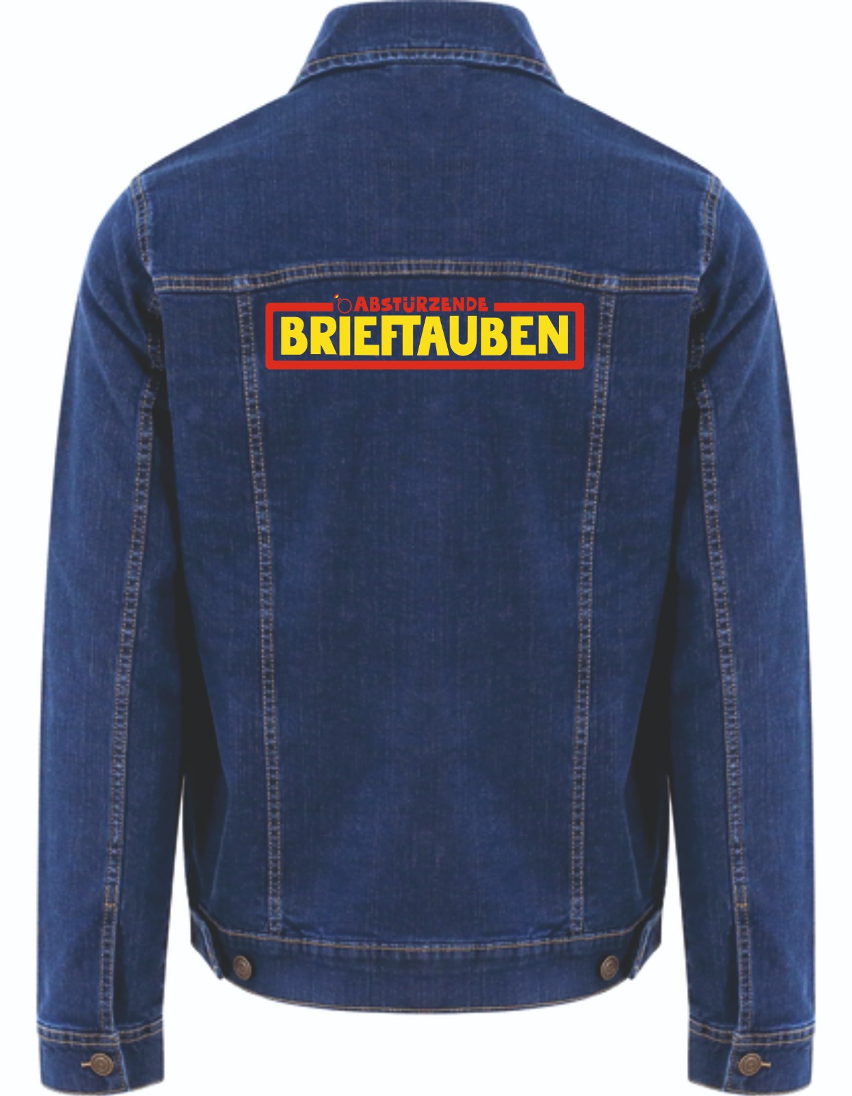 Jeansjacke mit Rückenaufdruck Bandlogo