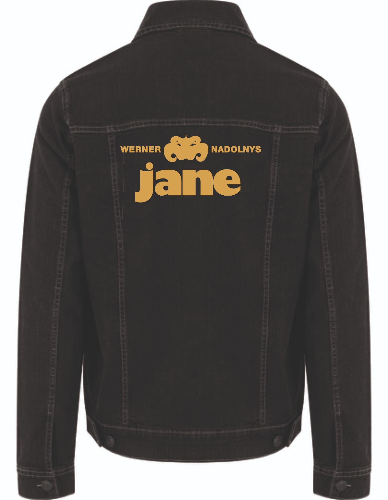 Jeansjacke mit Rückenaufdruck [Bandlogo in Gold]